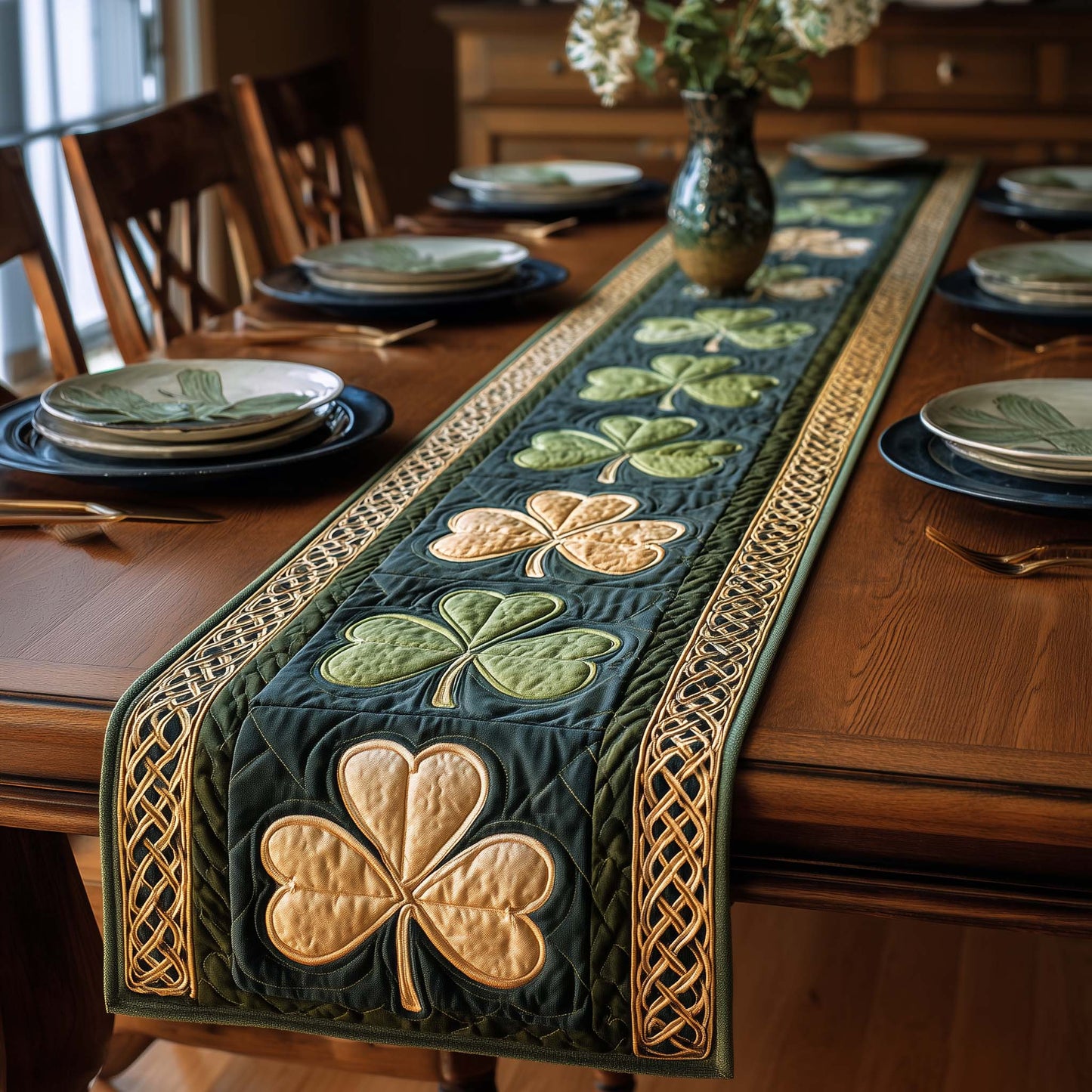 Irish Shamrock Quilted Table Runner GFTOTP16108
