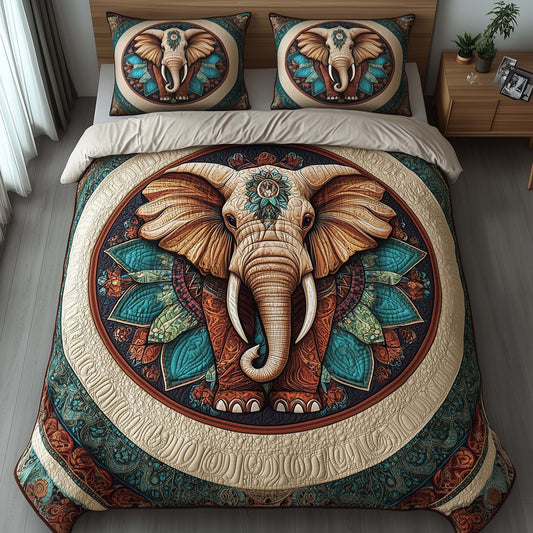 Elephant Harmony 3-Piece Quilted Bedding Set GFTOTP16152