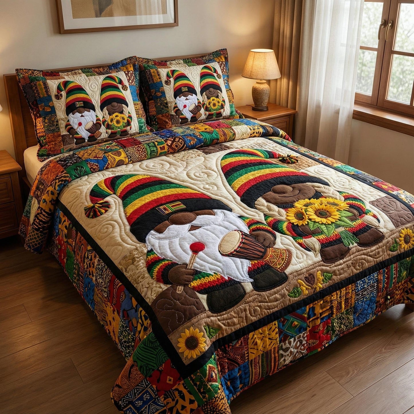 Gnome Sweethearts 3-Piece Quilted Bedding Set GFTOTP16266