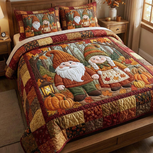 Gnome Sweethearts 3-Piece Quilted Bedding Set GFTOTP16267