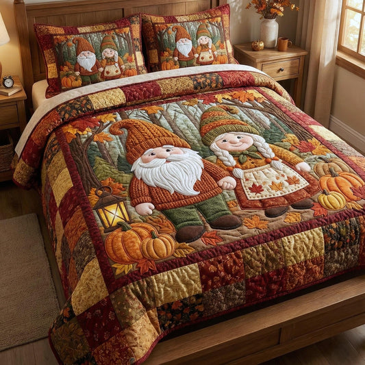 Gnome Sweethearts 3-Piece Quilted Bedding Set GFTOTP16267