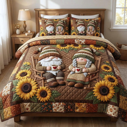 Gnome Sweethearts 3-Piece Quilted Bedding Set GFTOTP16268