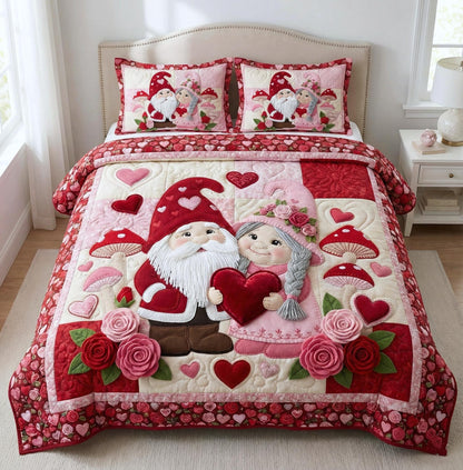 Gnome Sweethearts 3-Piece Quilted Bedding Set GFTOTP16270