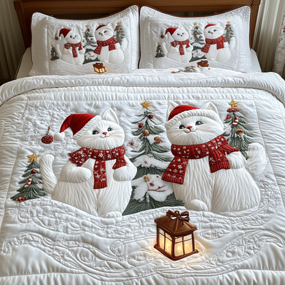 Christmas Cat 3-Piece Quilted Bedding Set GFTOTP1638