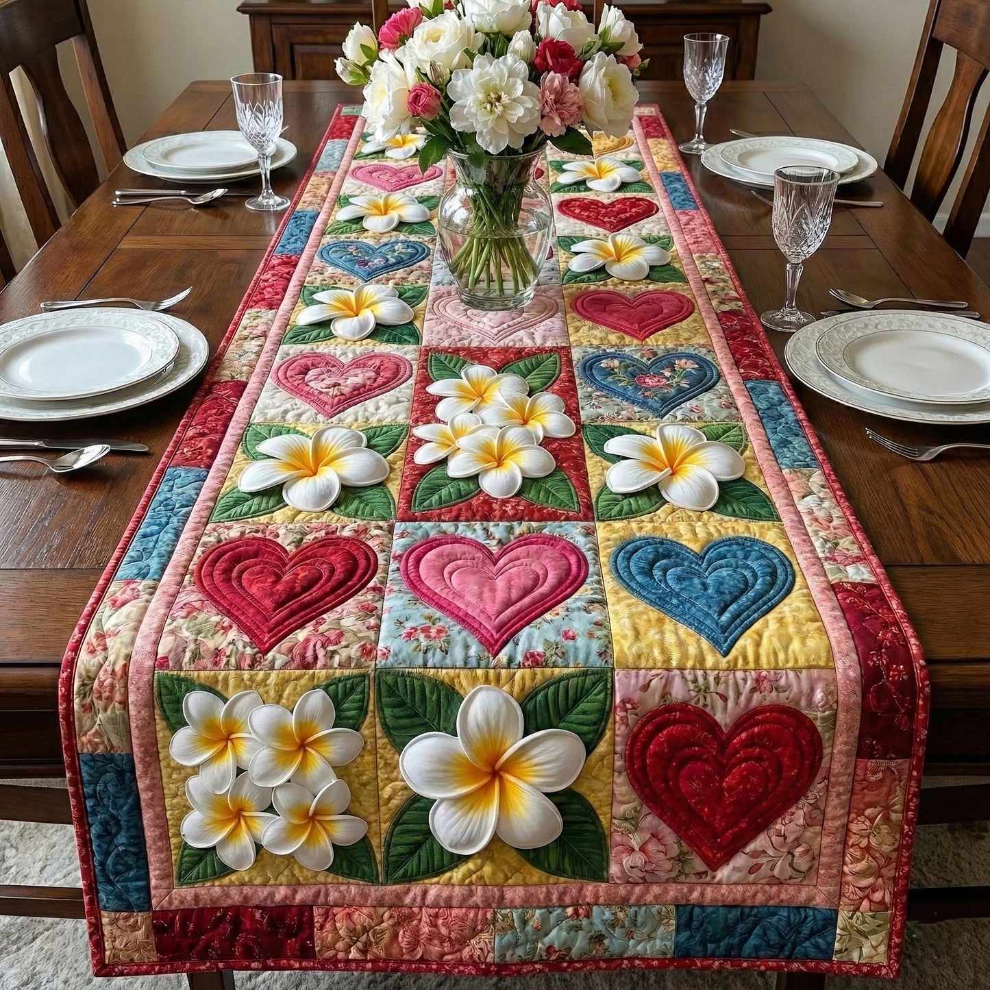 Plumeria Breeze Quilted Table Runner GFTOTP16433