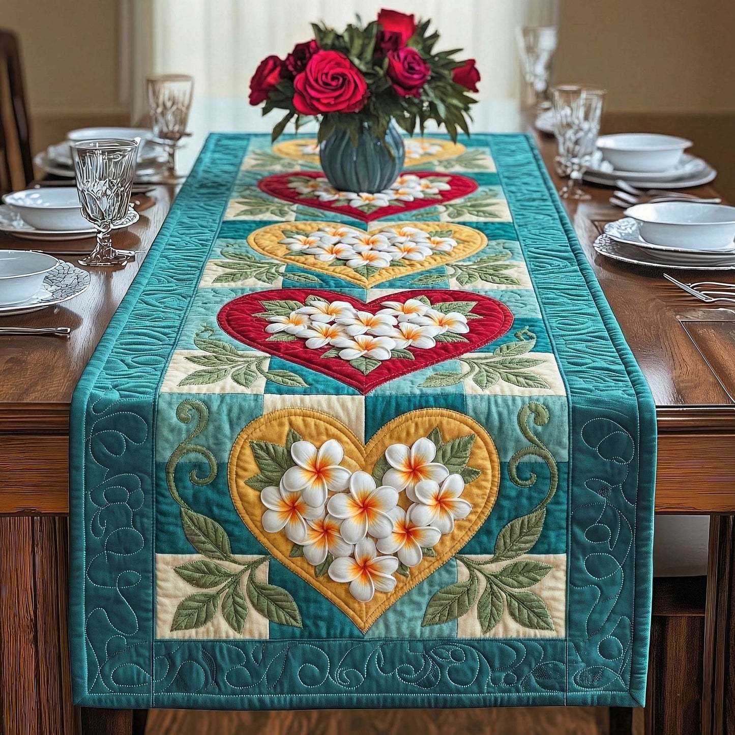 Plumeria Breeze Quilted Table Runner GFTOTP16434