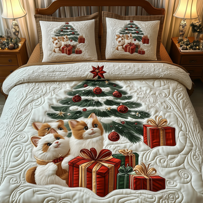 Christmas Cat 3-Piece Quilted Bedding Set GFTOTP1643