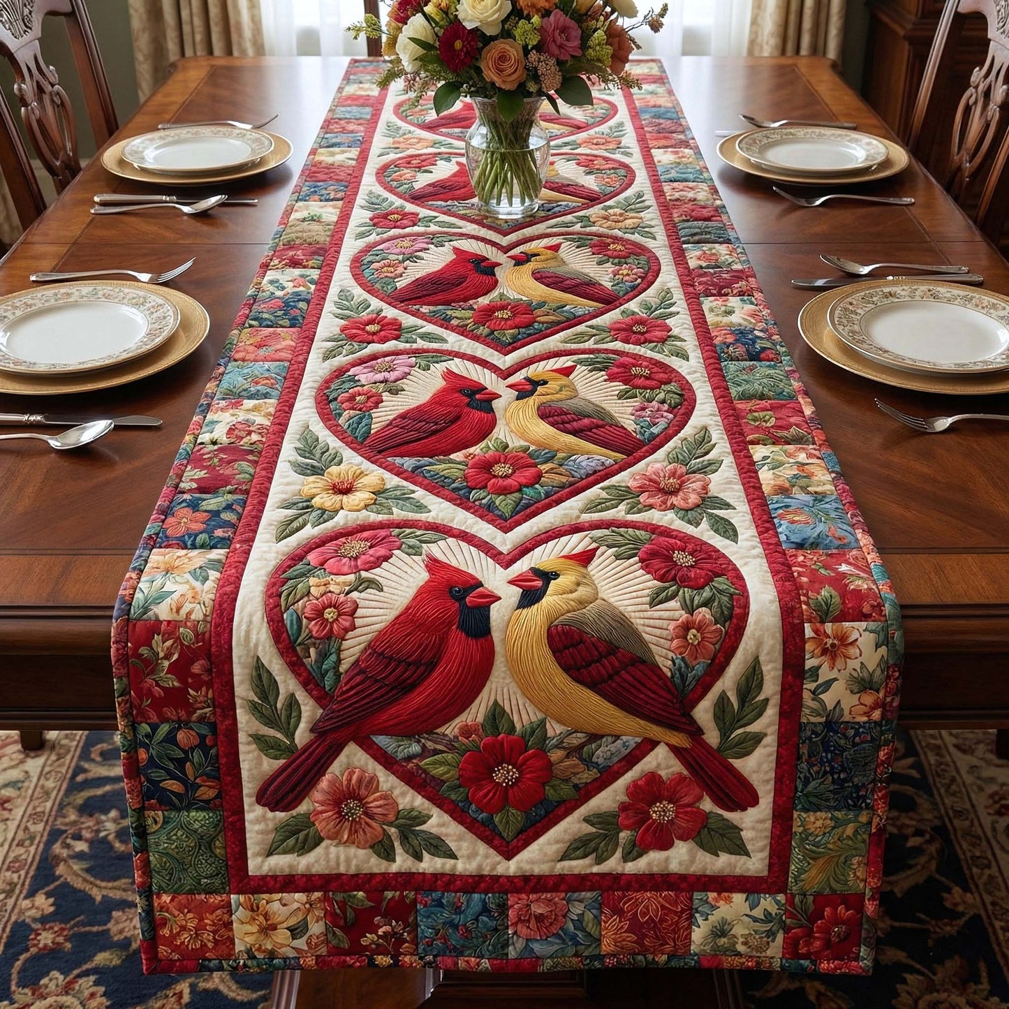 Scarlet Romance Quilted Table Runner GFTOTP16470