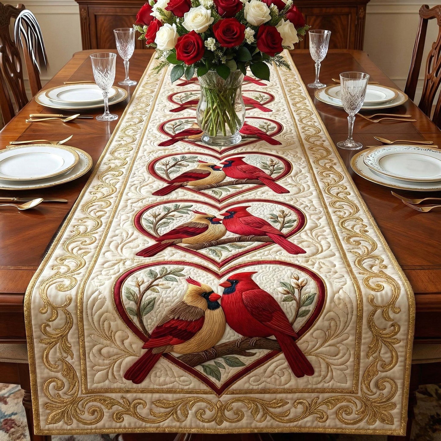 Scarlet Romance Quilted Table Runner GFTOTP16471