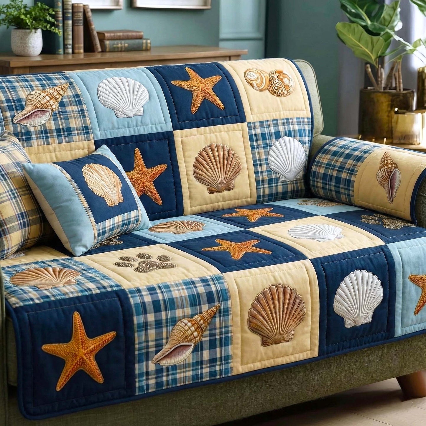Shell Serenity Quilted Sofa Cover GFTOTP16474
