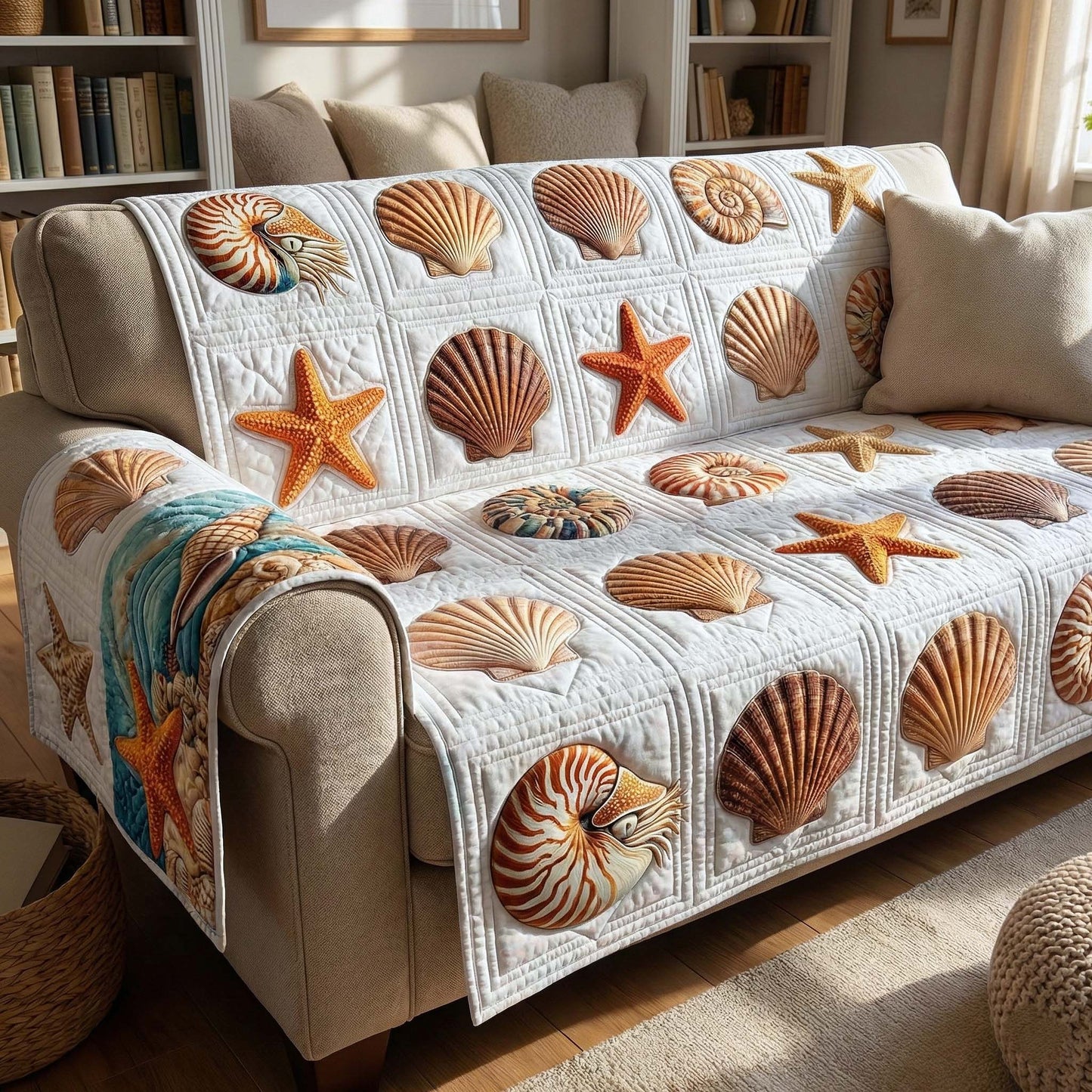 Shell Serenity Quilted Sofa Cover GFTOTP16477
