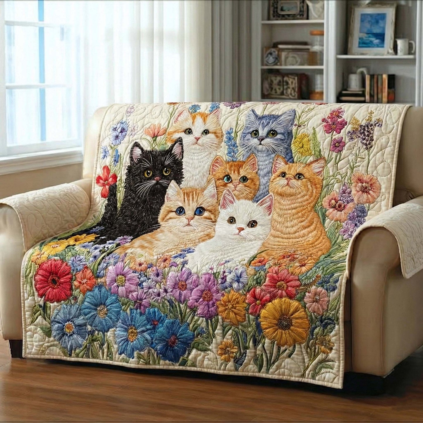 Blooming Meadow Quilted Sofa Cover GFTOTP16543