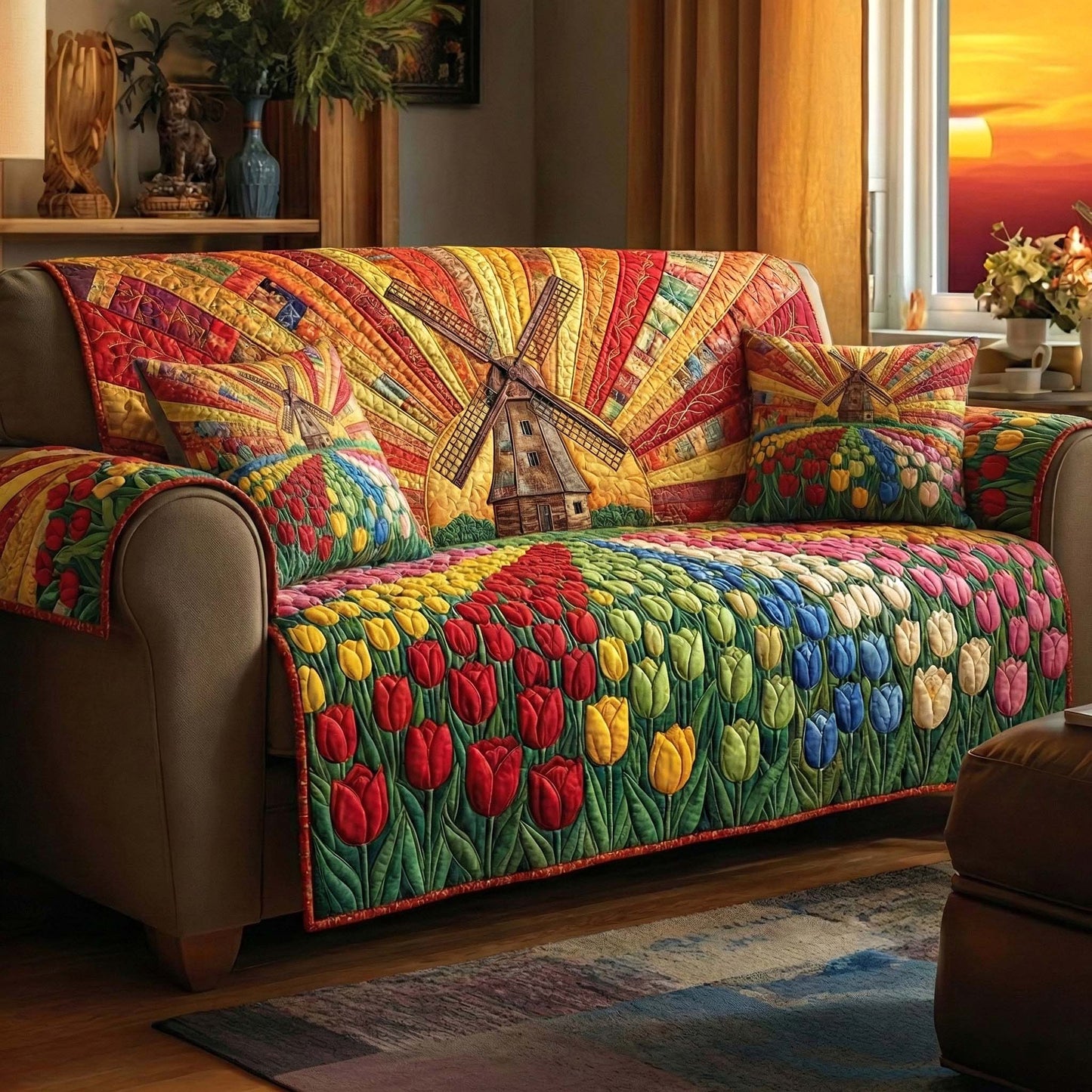 Blooming Meadow Quilted Sofa Cover GFTOTP16544