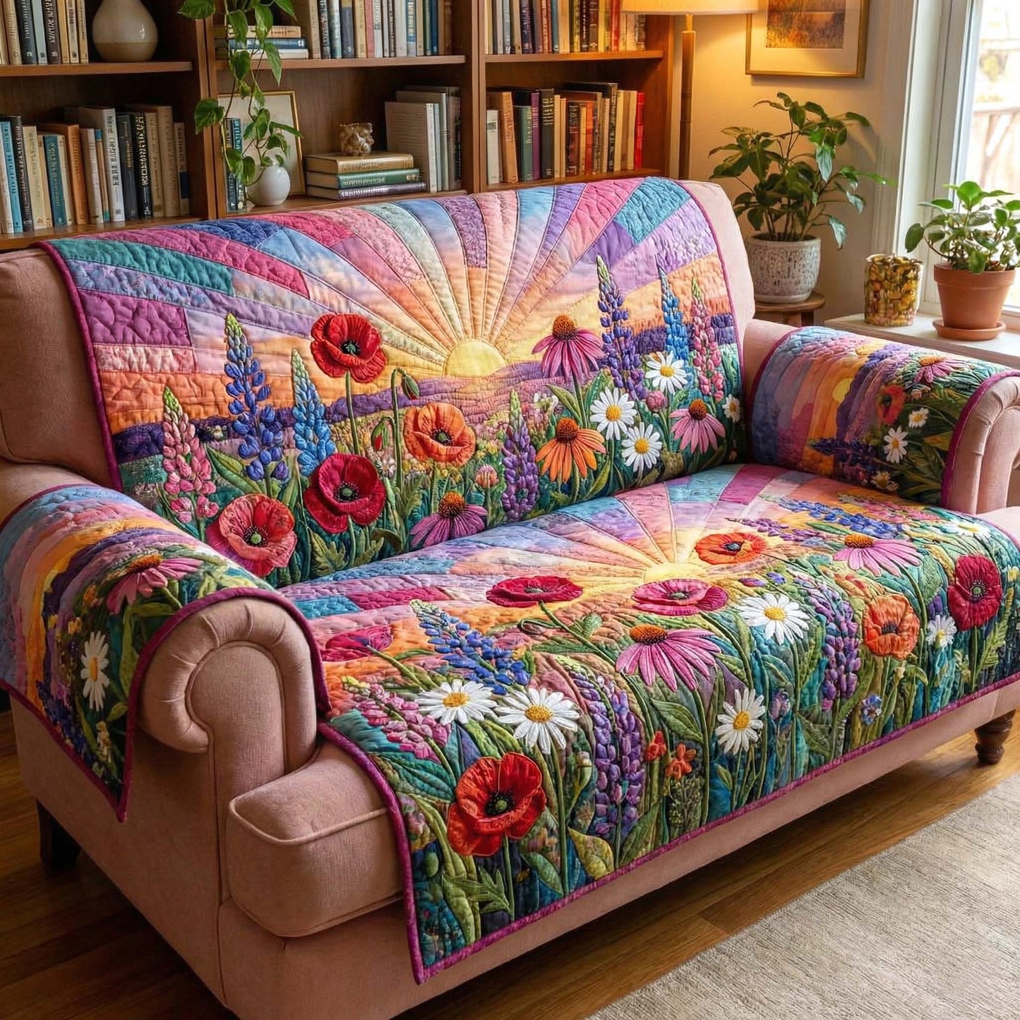 Blooming Meadow Quilted Sofa Cover GFTOTP16546