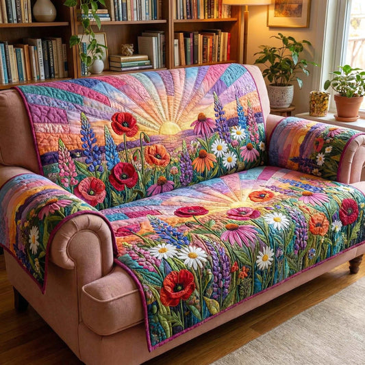 Blooming Meadow Quilted Sofa Cover GFTOTP16546