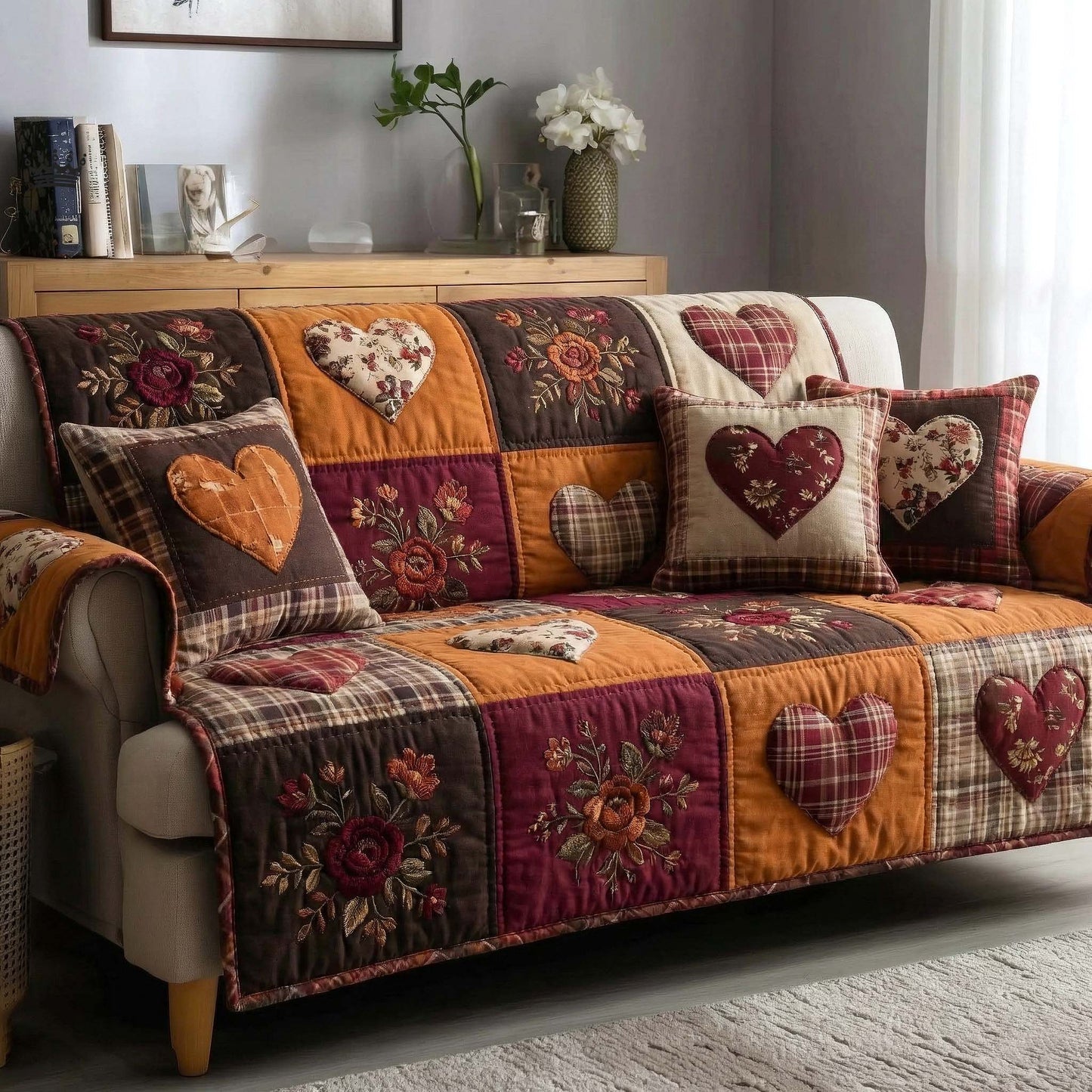 Meadow Amour Quilted Sofa Cover GFTOTP16663
