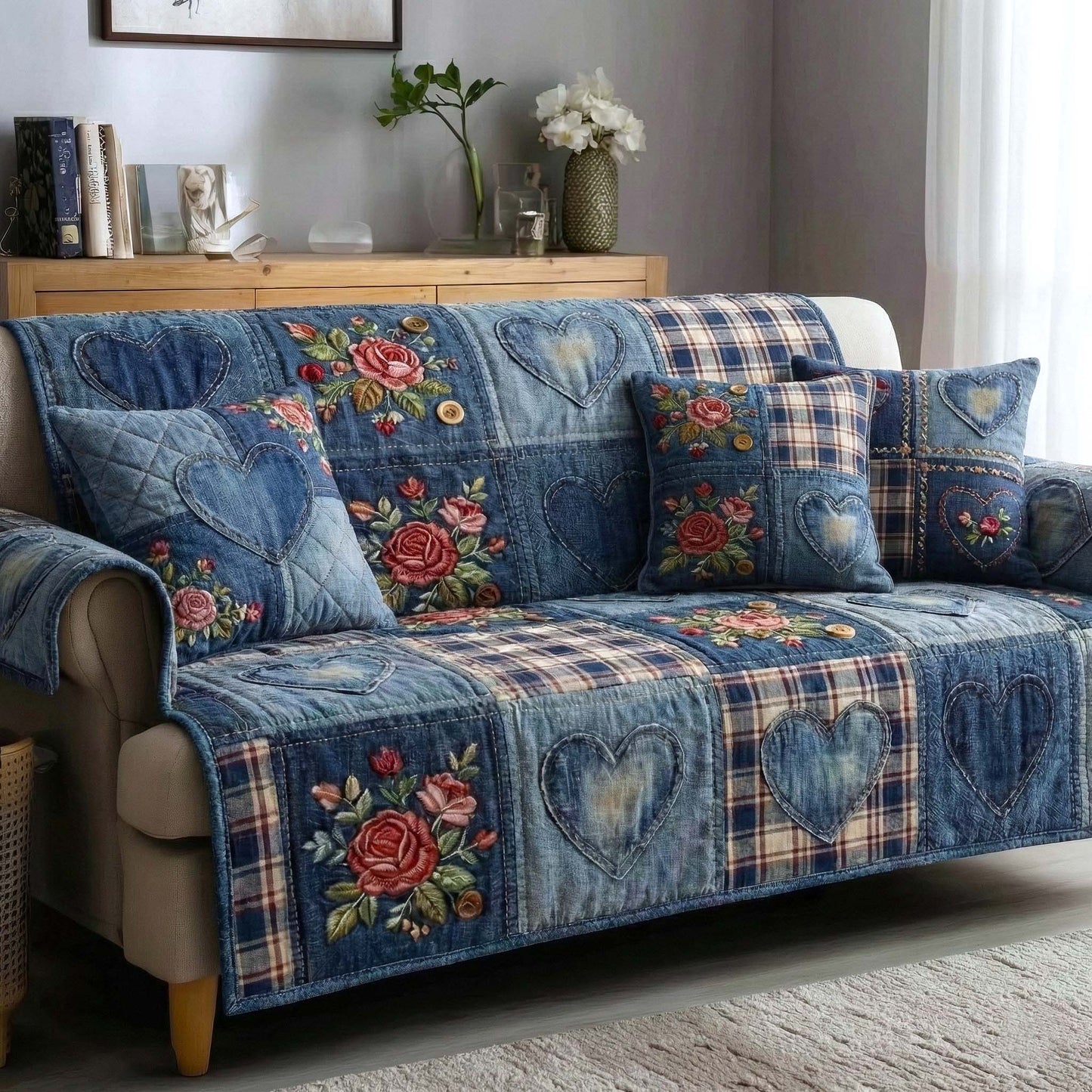 Meadow Amour Quilted Sofa Cover GFTOTP16665
