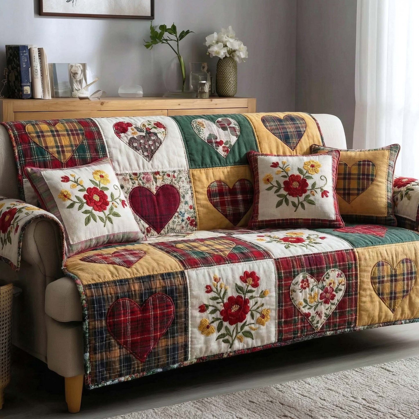 Meadow Amour Quilted Sofa Cover GFTOTP16666