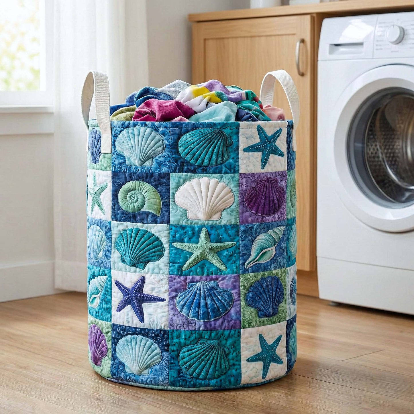 Shoreline Gems Quilted Laundry Basket GFTOTP16844
