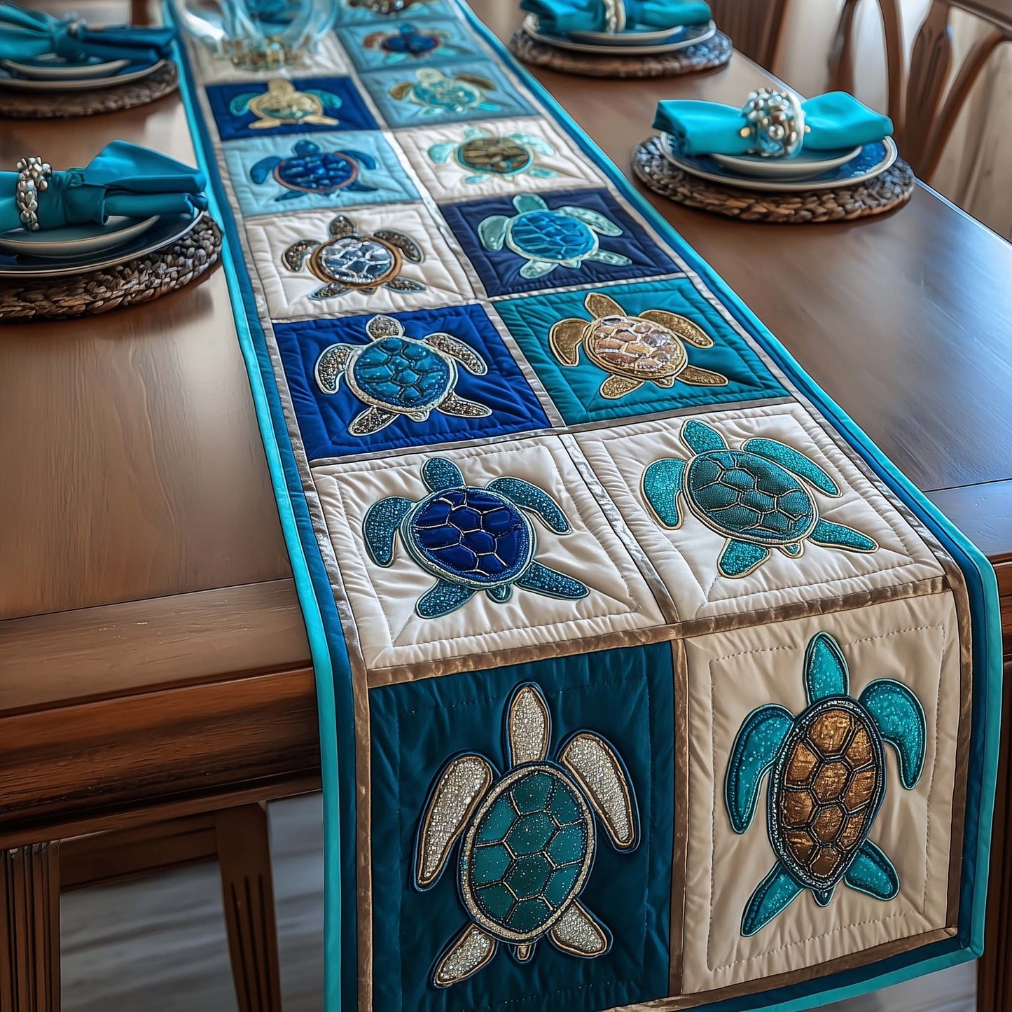 Turtle Charm Quilted Table Runner GFTOTP16966