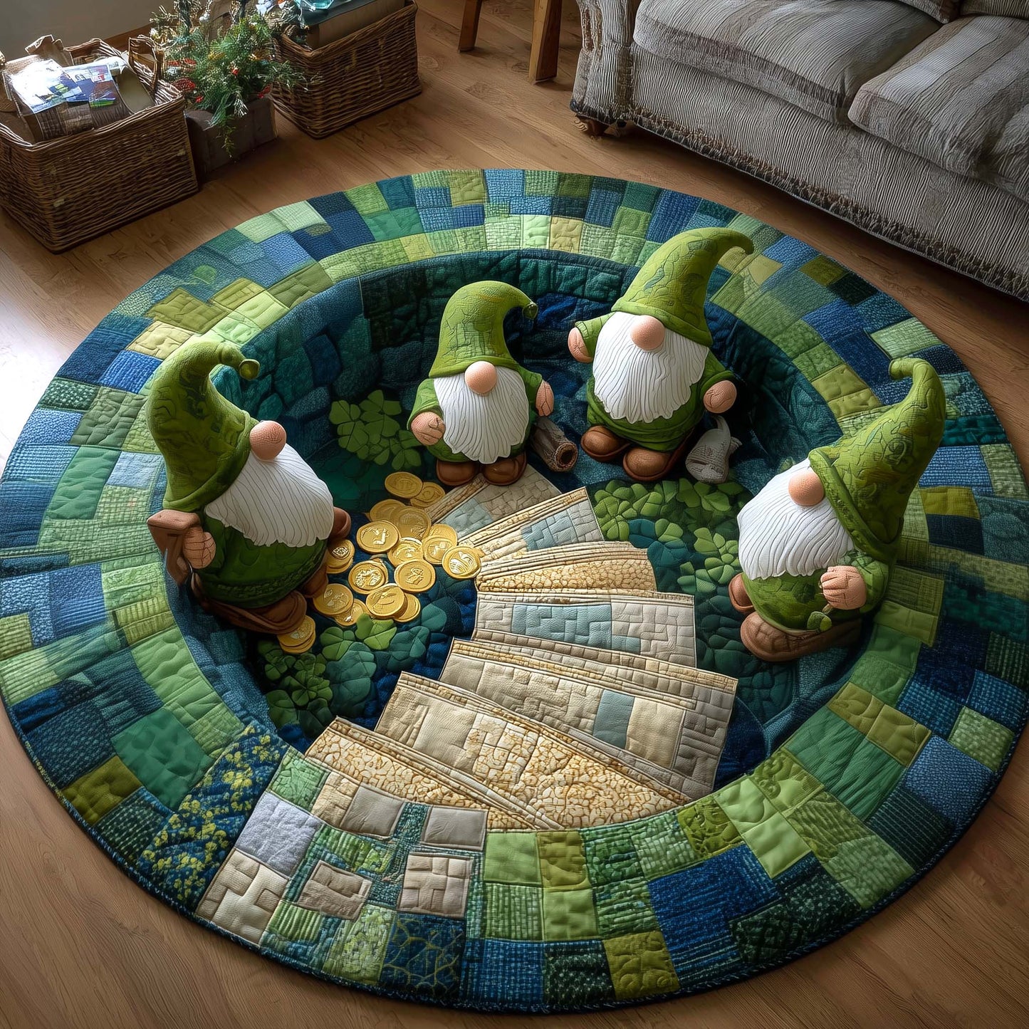 Green Blessing Quilted Round Mat GFTOTP16993