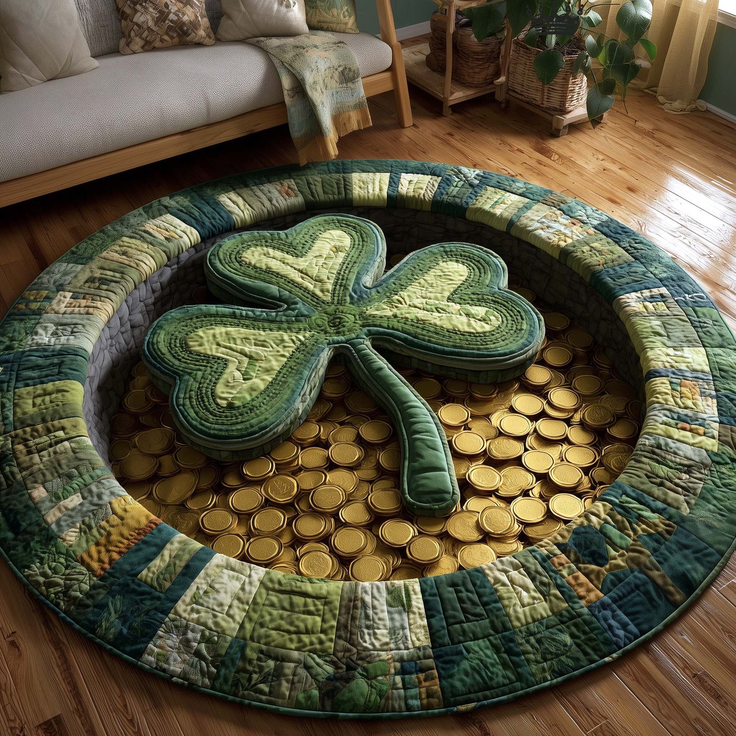 Green Blessing Quilted Round Mat GFTOTP16994