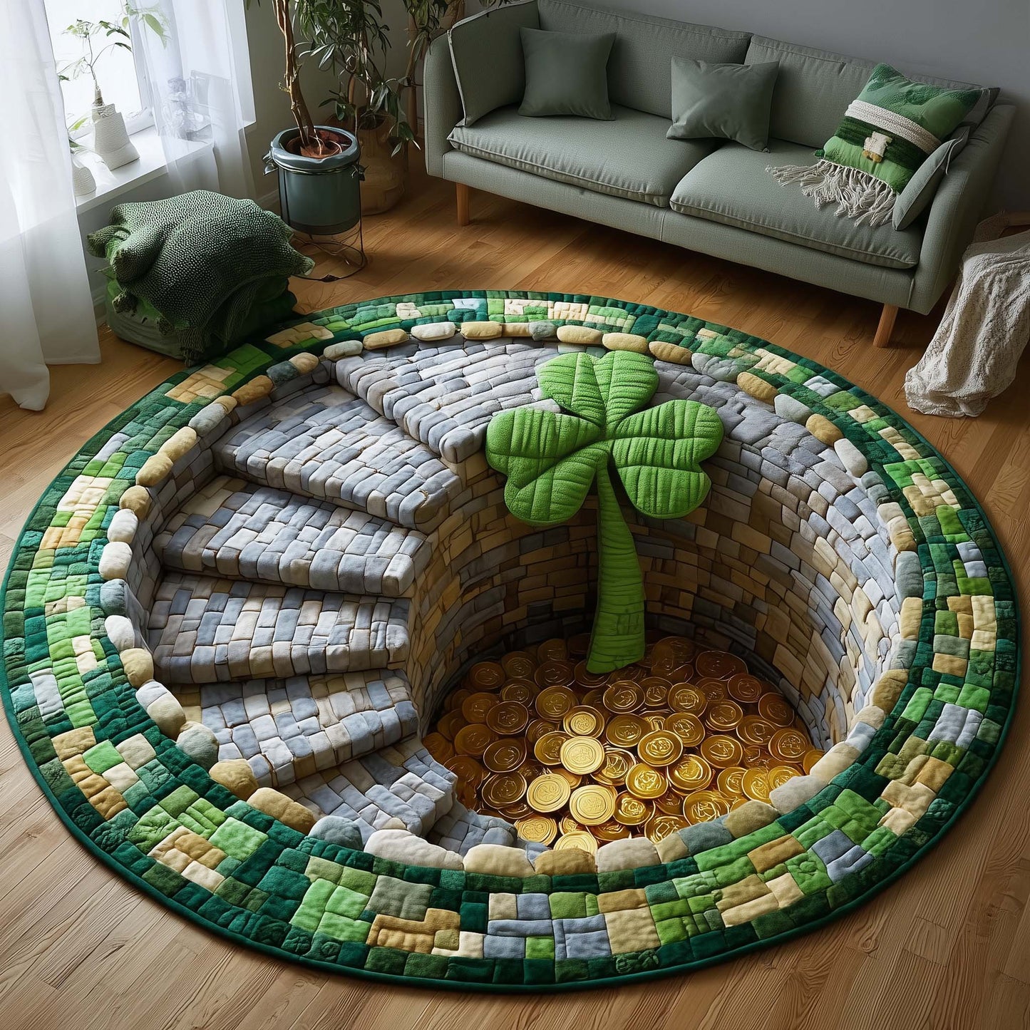 Green Blessing Quilted Round Mat GFTOTP16995