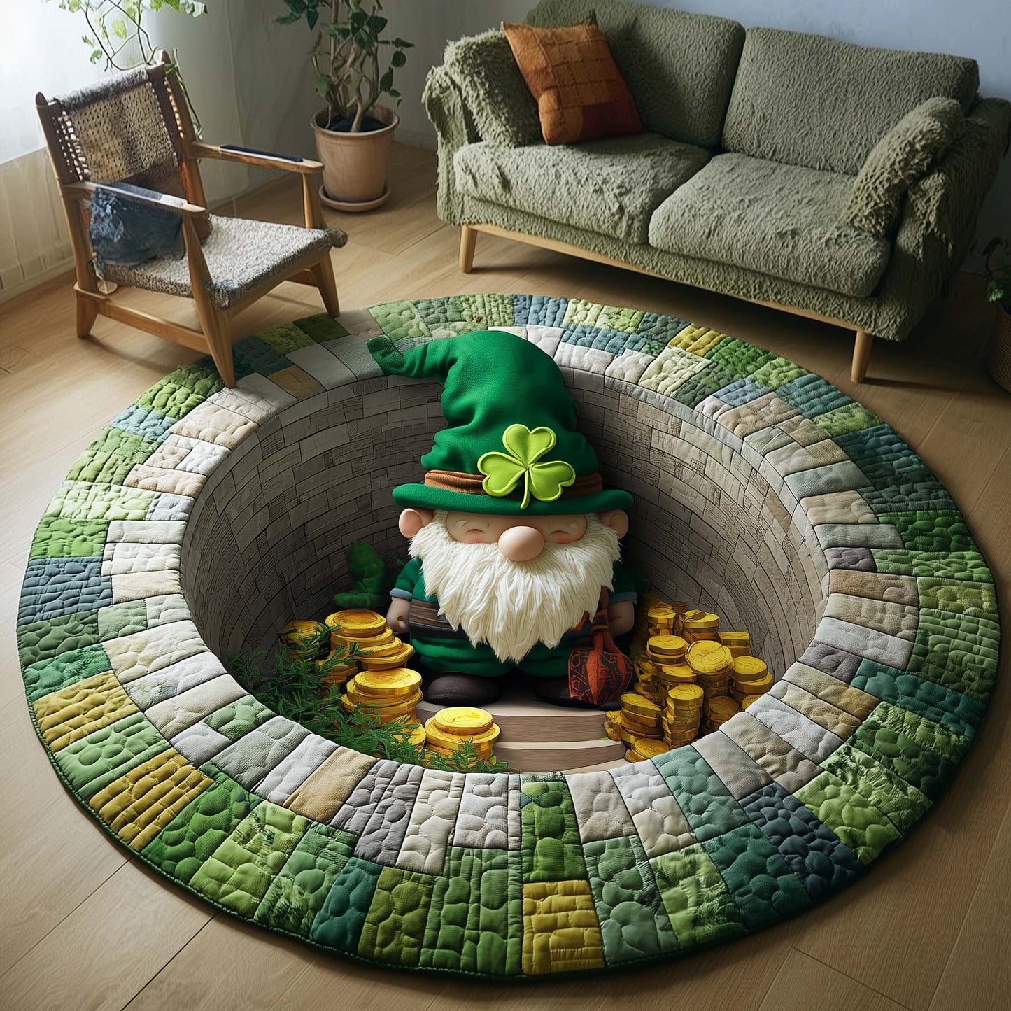 Green Blessing Quilted Round Mat GFTOTP16997