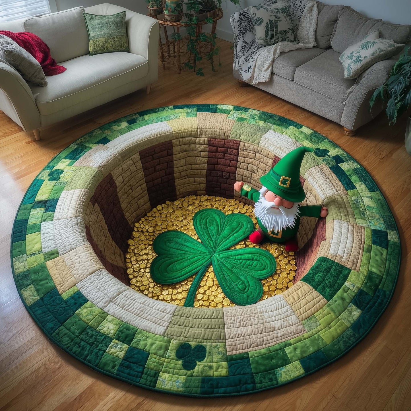 Green Blessing Quilted Round Mat GFTOTP16998
