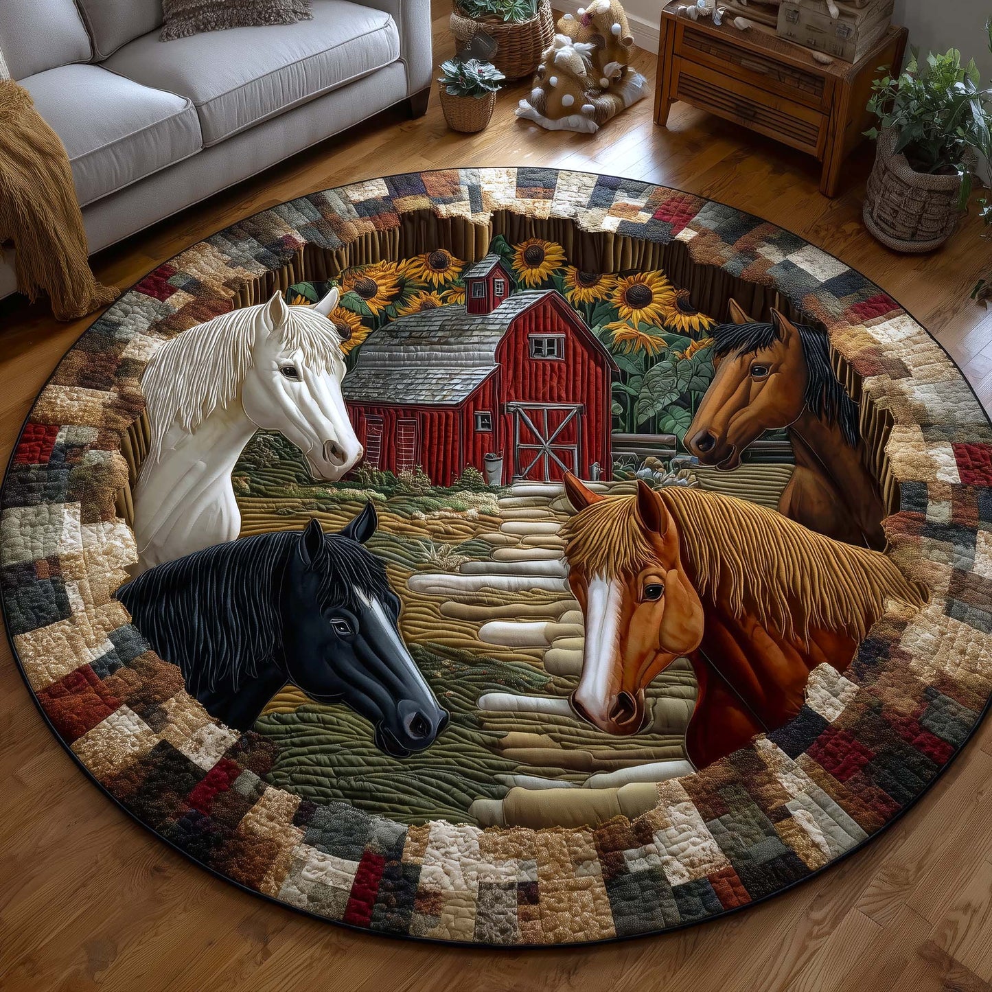Homestead Hooves Quilted Round Mat GFTOTP17000