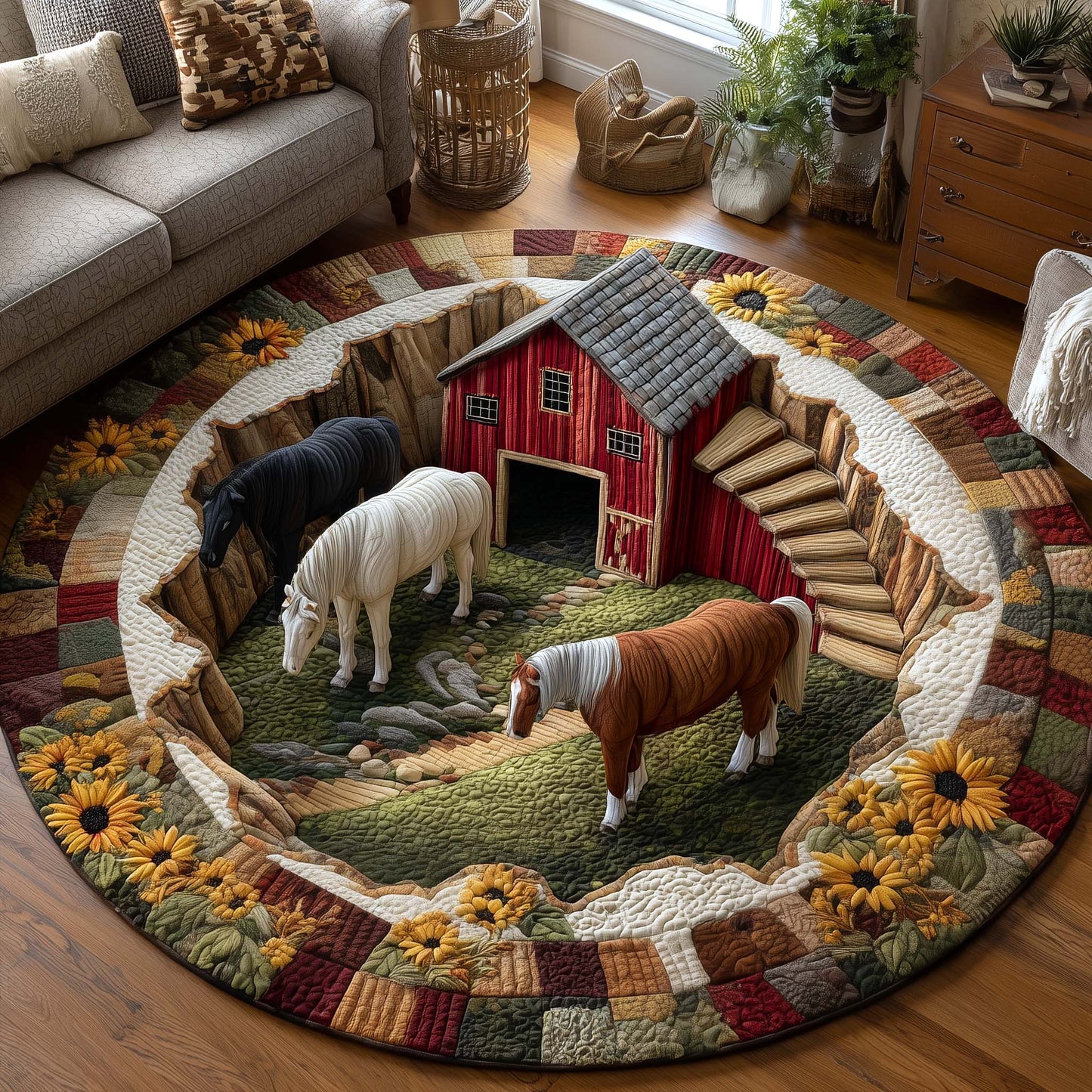 Homestead Hooves Quilted Round Mat GFTOTP17003