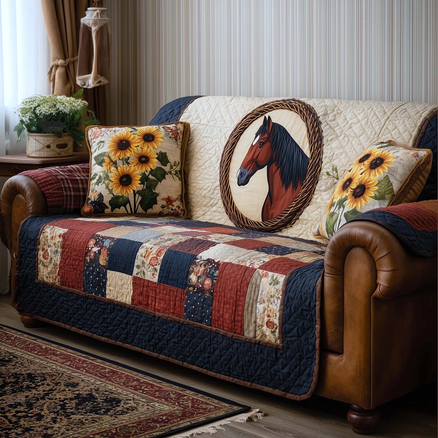 Rustic Gallop Quilted Sofa Cover GFTOTP17077