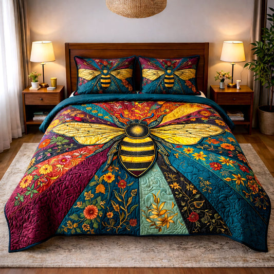 Honey Buzz 3-Piece Quilted Bedding Set GFTOTP17412