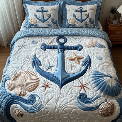 Nautical Anchor 3-Piece Quilted Bedding Set GFTOTP1760