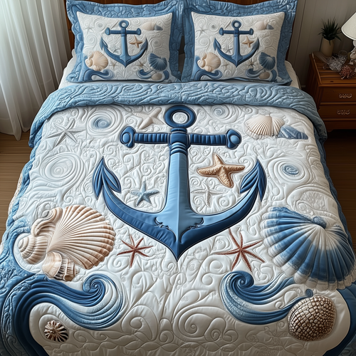 Nautical Anchor 3-Piece Quilted Bedding Set GFTOTP1760