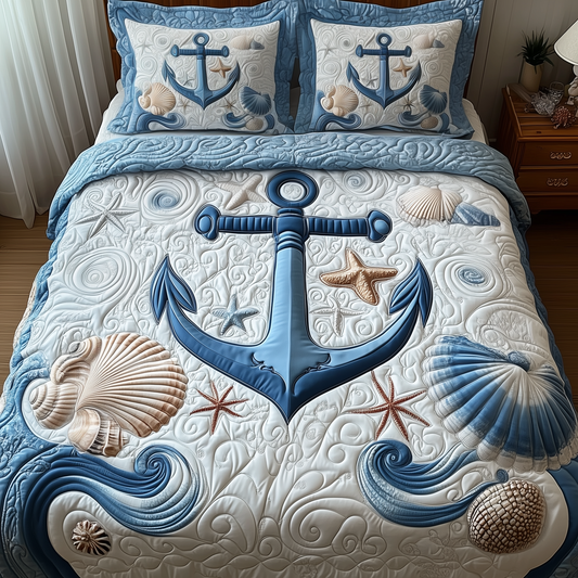 Nautical Anchor 3-Piece Quilted Bedding Set GFTOTP1760