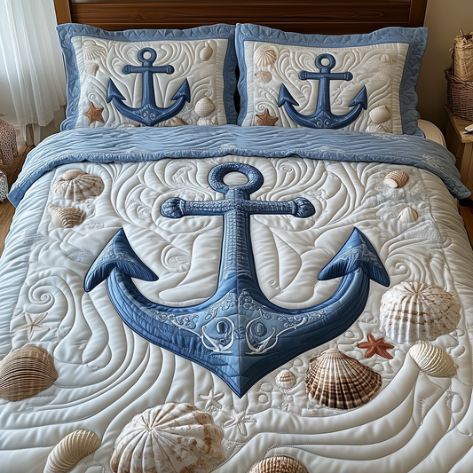 Nautical Anchor 3-Piece Quilted Bedding Set GFTOTP1761