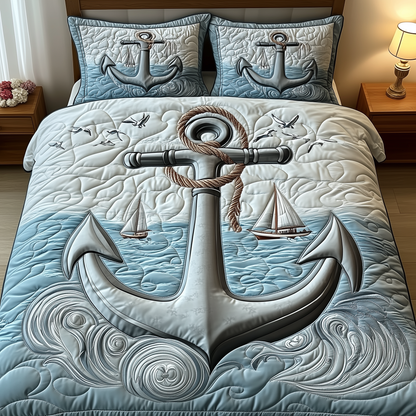Nautical Anchor 3-Piece Quilted Bedding Set GFTOTP1763