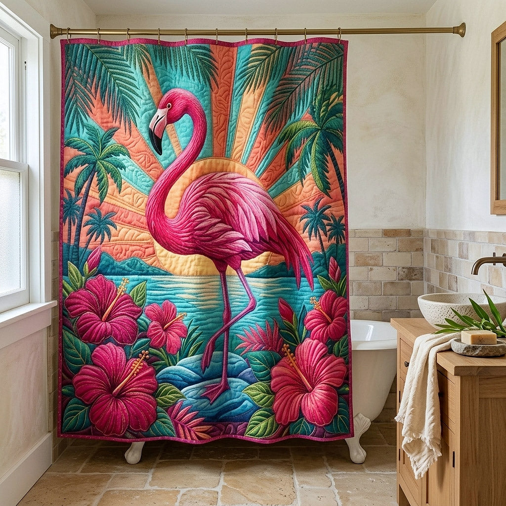 Tropical Flamingo Shower Curtain GFTOTP17789