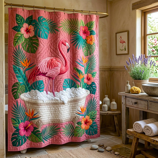 Tropical Flamingo Shower Curtain GFTOTP17793