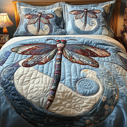 Elegant Dragonfly 3-Piece Quilted Bedding Set GFTOTP1786