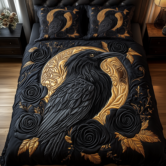 Gothic Raven 3-Piece Quilted Bedding Set GFTOTP1811