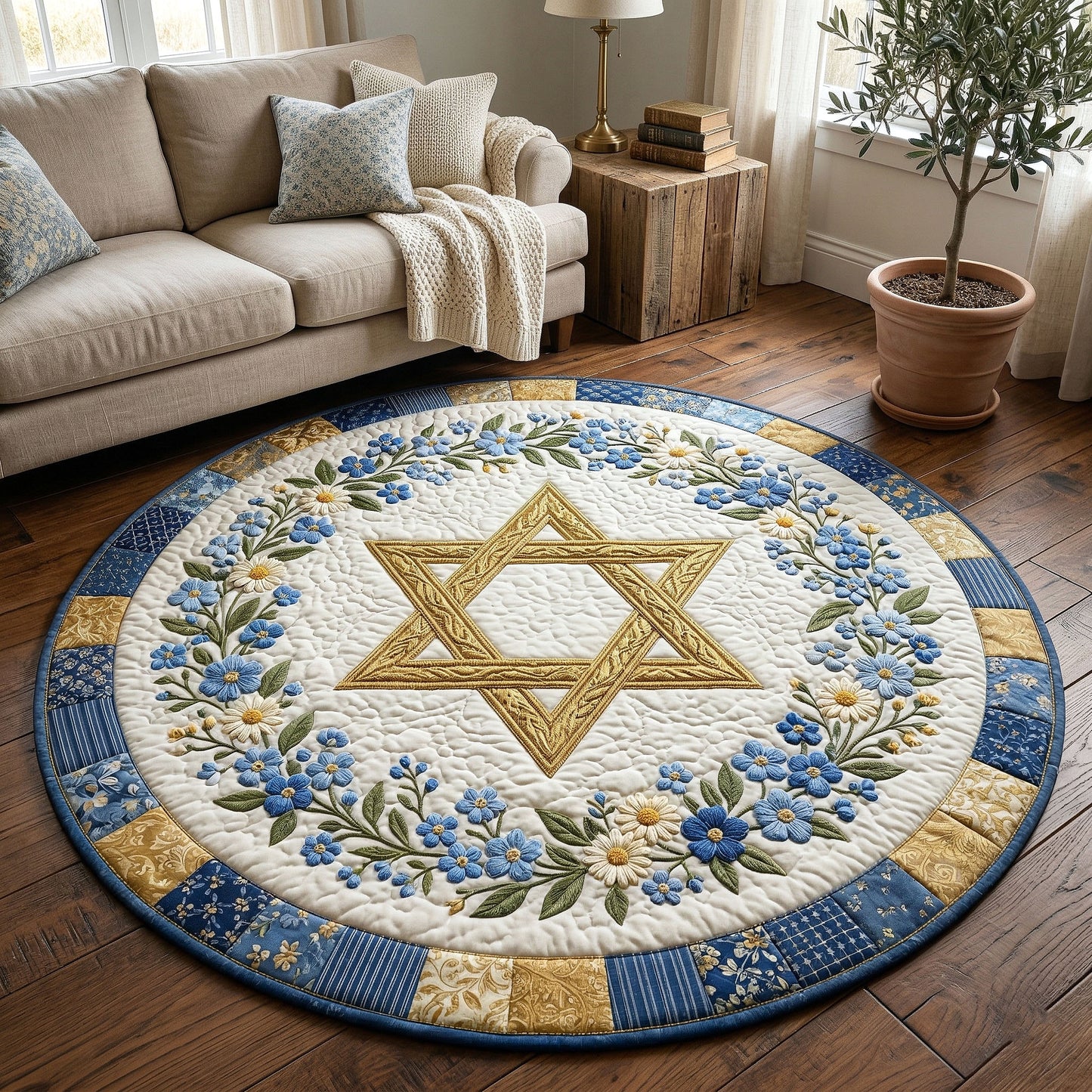 Jewish Heritage Quilted Round Mat GFTOTP18121