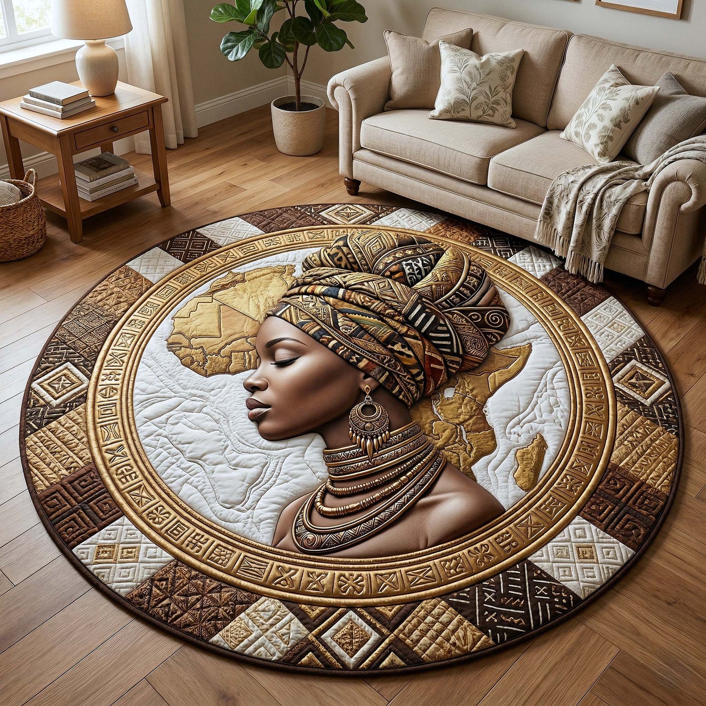 Melanin Goddess Quilted Round Mat GFTOTP18202