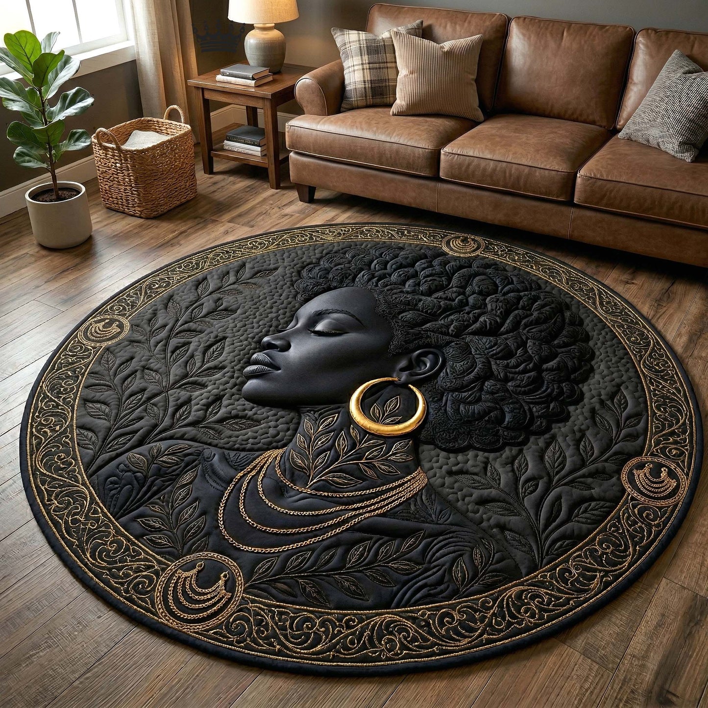 Melanin Goddess Quilted Round Mat GFTOTP18203