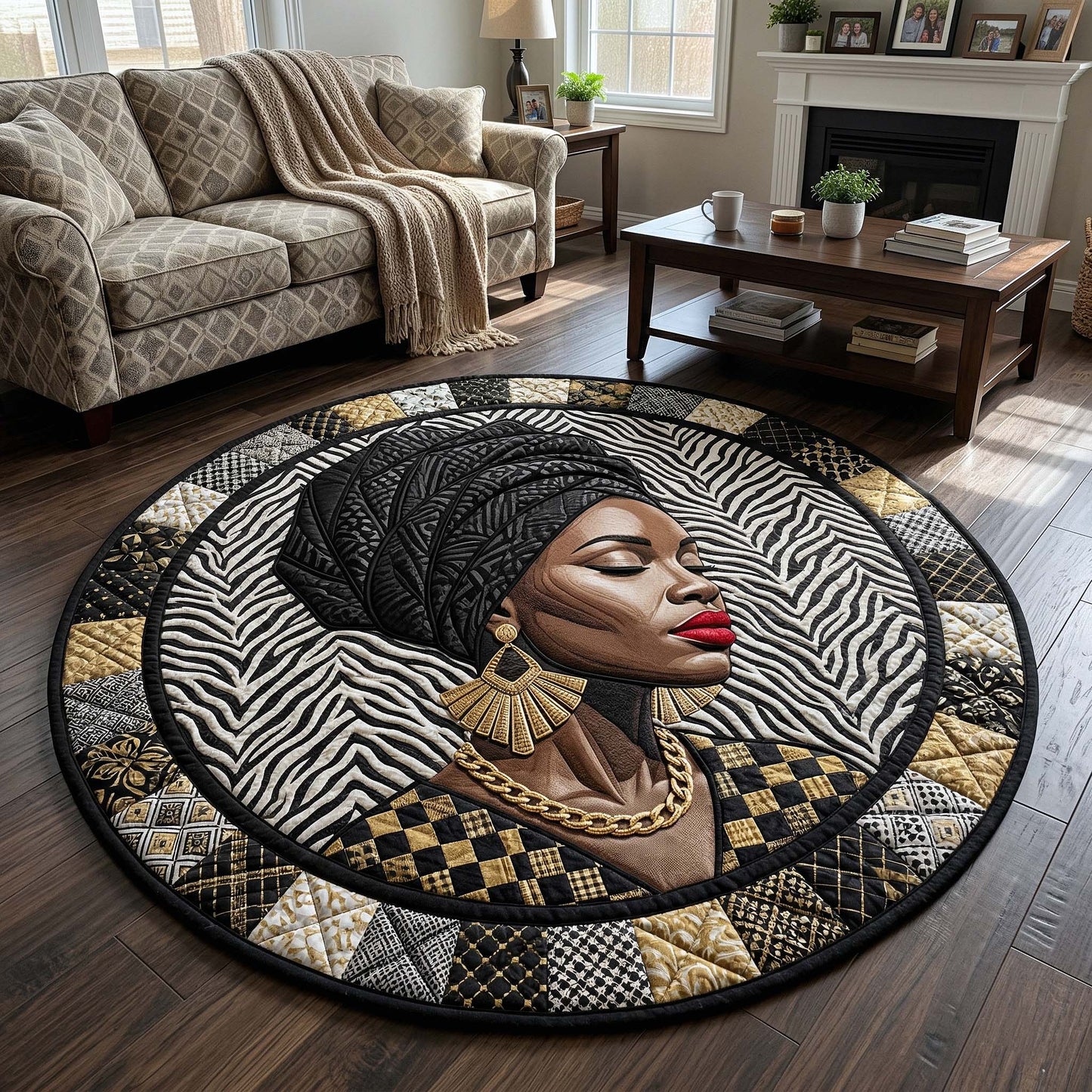 Melanin Goddess Quilted Round Mat GFTOTP18207