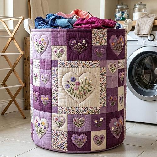 Flower Patchwork Quilted Laundry Basket GFTOTP18269