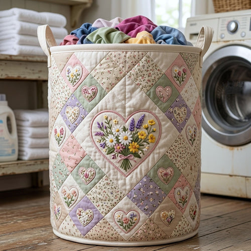Flower Patchwork Quilted Laundry Basket GFTOTP18272
