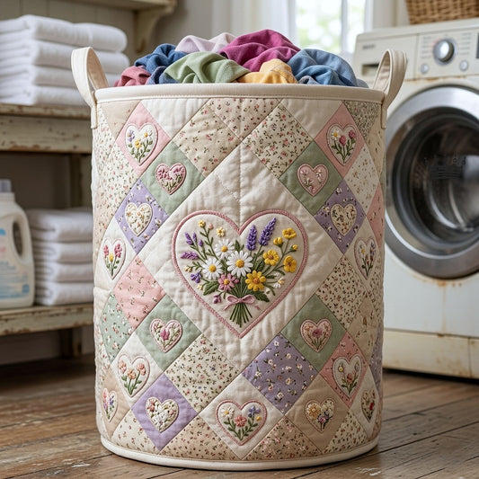 Flower Patchwork Quilted Laundry Basket GFTOTP18272