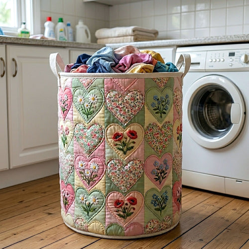 Flower Patchwork Quilted Laundry Basket GFTOTP18273